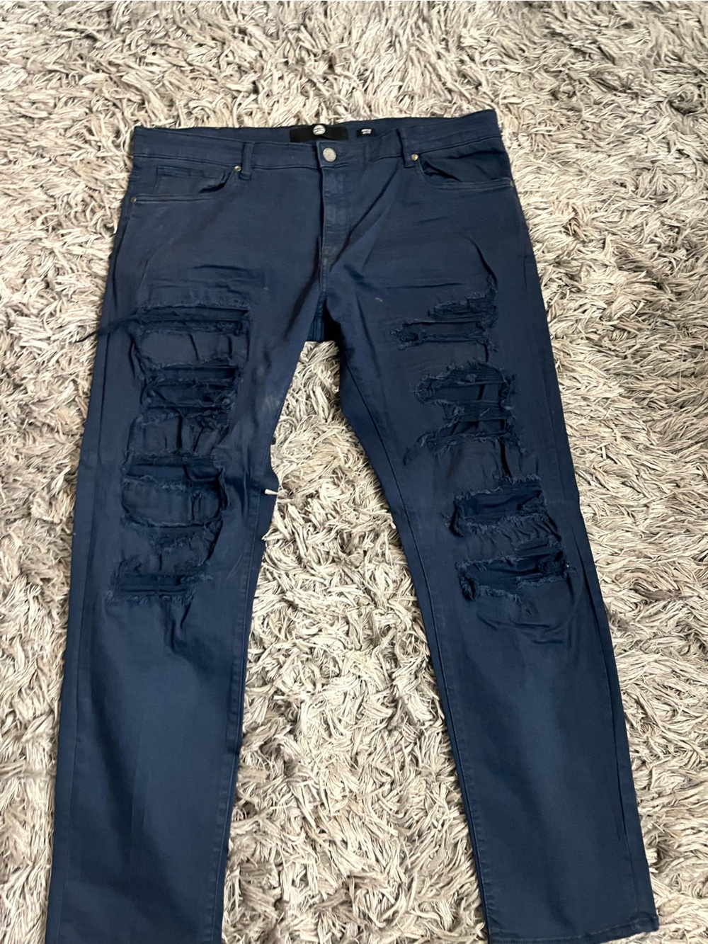 Men’s Jordan Craig Premium Navy Ripped Skinny Jeans Size 40x32